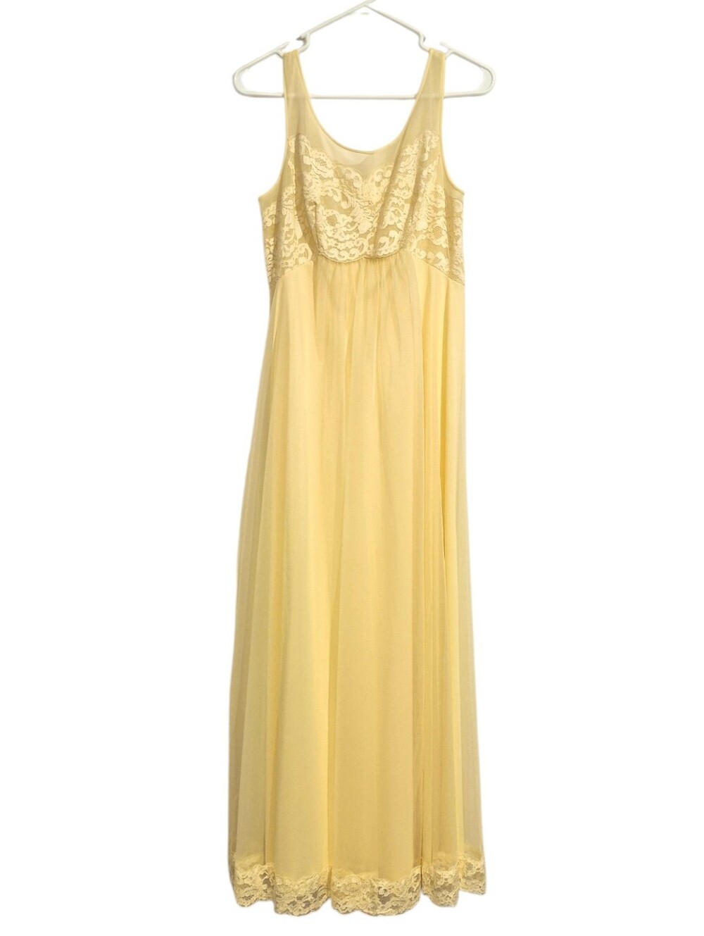 Vintage Shadowline Yellow Lace Peignoir Robe And Negligee Set - Small - Picture 3 of 10